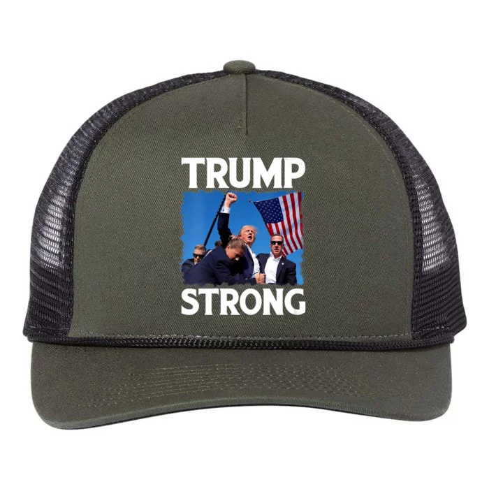 Trump Strong Fist Hand Us Vote Trump 2024 Survives Rally Retro Rope Trucker Hat Cap