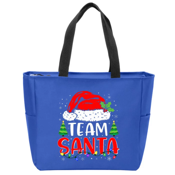 Team Santa Funny Christmas Lights Family Pajamas Matching Zip Tote Bag