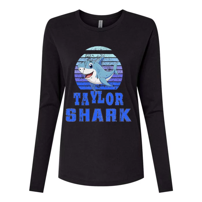 Taylor Shark Family Reunion Squad First Last Name Womens Cotton Relaxed Long Sleeve T-Shirt