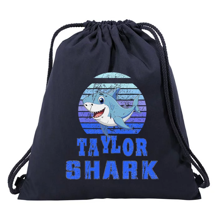 Taylor Shark Family Reunion Squad First Last Name Drawstring Bag