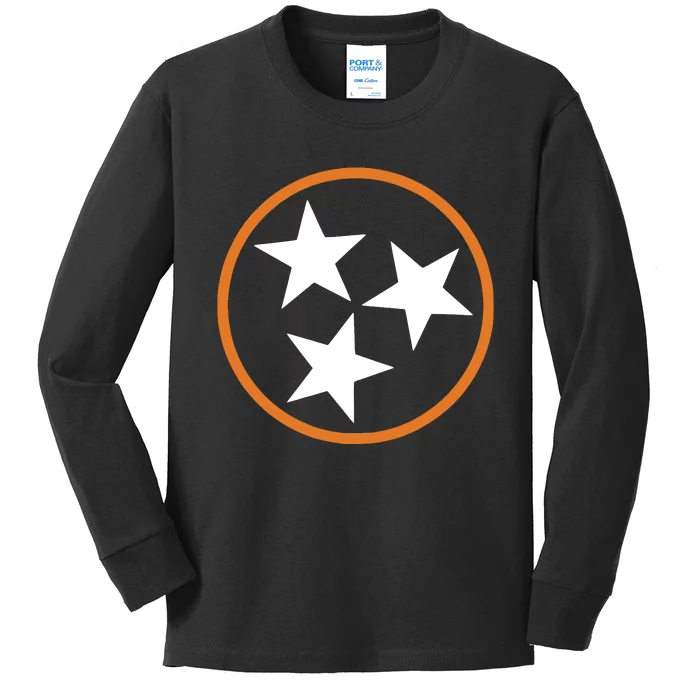 Tennessee Stars Flag Three Star Tristar Stately Kids Long Sleeve Shirt