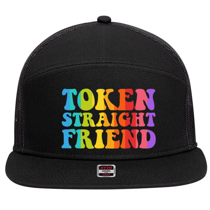 Token Straight Friend - Rainbow Colors 7 Panel Mesh Trucker Snapback Hat