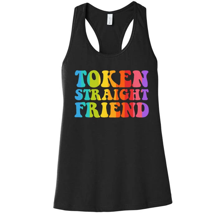 Token Straight Friend - Rainbow Colors Women's Racerback Tank