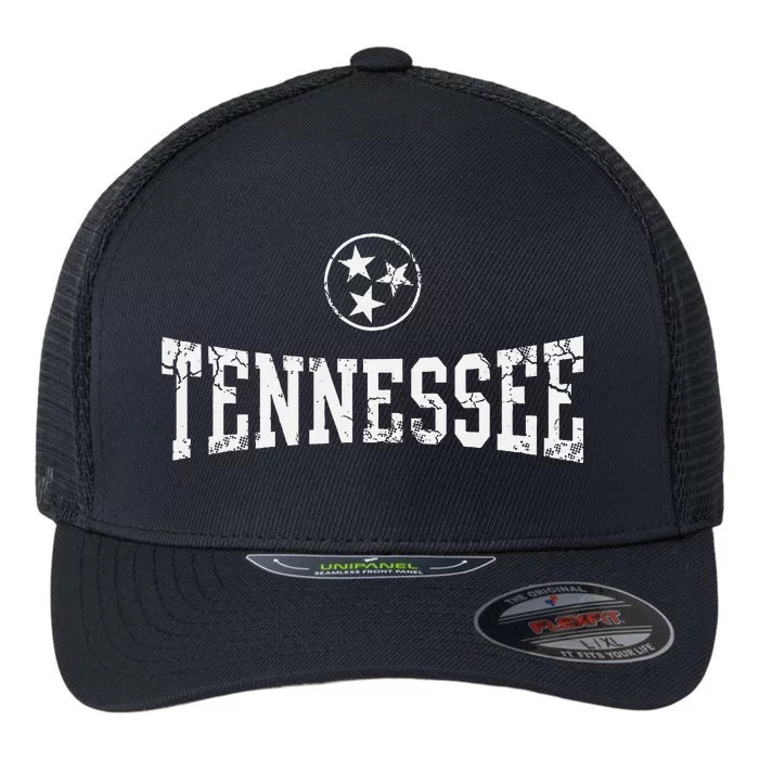 Tennessee State Flag Home Tennessean Distressed Orange Flexfit Unipanel Trucker Cap