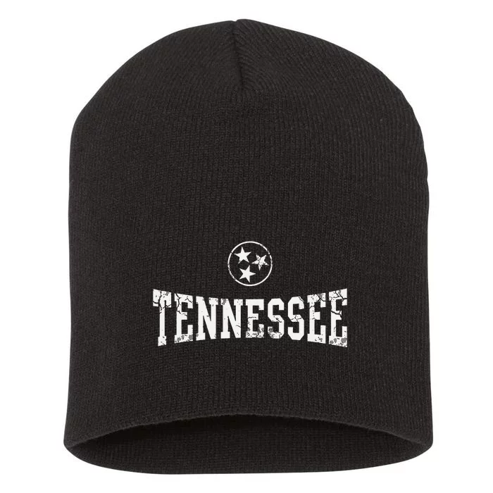 Tennessee State Flag Home Tennessean Distressed Orange Short Acrylic Beanie