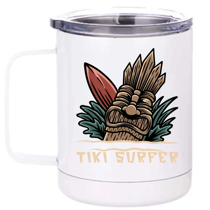 Tiki Surfer Fun In The Sun Hawaii Beach Party Great Family Meaningful Gift Front & Back 12oz Stainless Steel Tumbler Cup