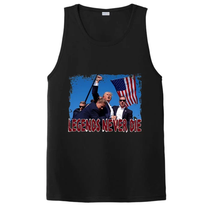 Trump Shot Fist Pumped 2024 Pray For Trump Legends Never Die Performance Tank