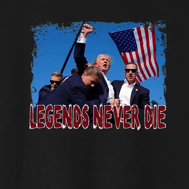 Trump Shot Fist Pumped 2024 Pray For Trump Legends Never Die Women's Crop Top Tee