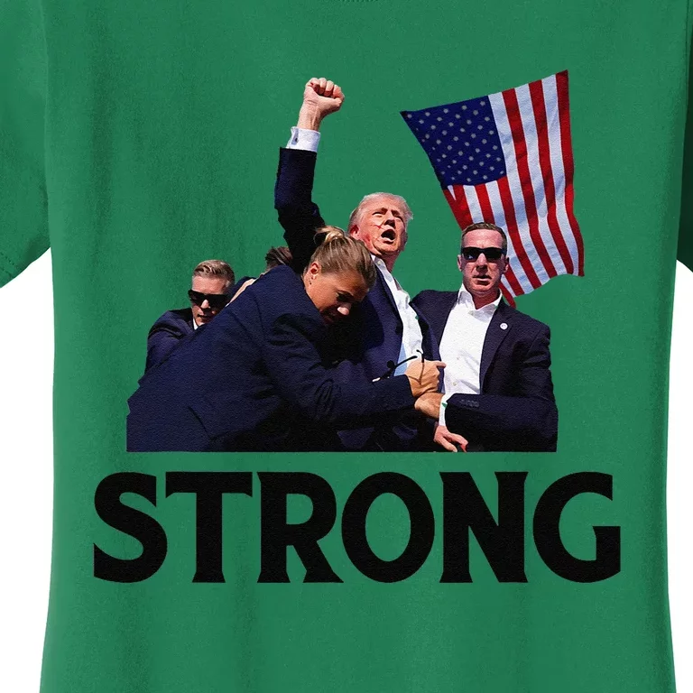 Trump Strong Fist Hand Us Vote Trump 2024 Survives Rally Women's T-Shirt