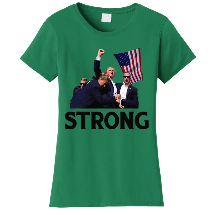 Trump Strong Fist Hand Us Vote Trump 2024 Survives Rally Women's T-Shirt