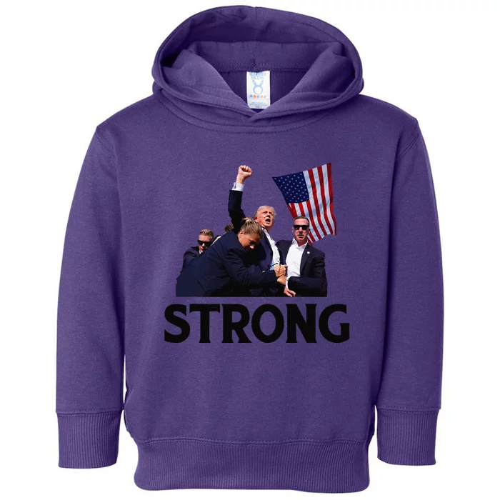 Trump Strong Fist Hand Us Vote Trump 2024 Survives Rally Toddler Hoodie