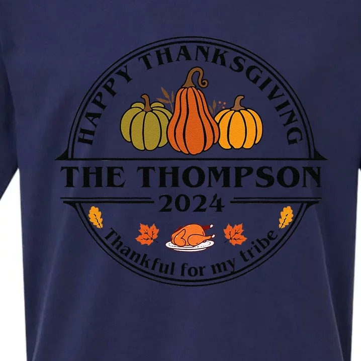 Thompson Surname Family Matching Happy Thanksgiving 2024 Sueded Cloud Jersey T-Shirt