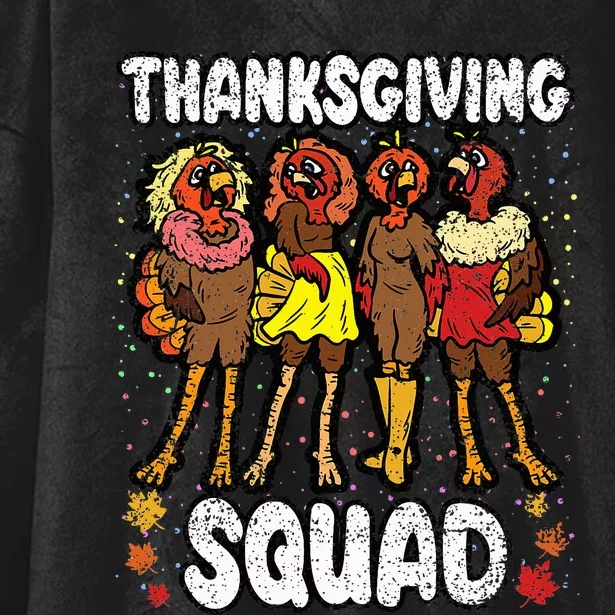 Thanksgiving Squad Funny Turkey Fall Autumn Hooded Wearable Blanket