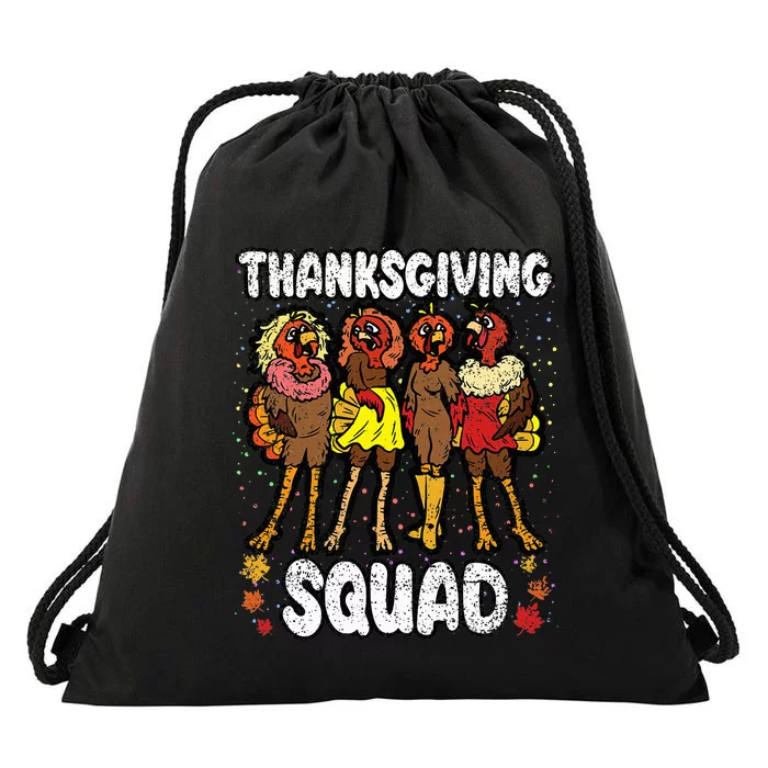 Thanksgiving Squad Funny Turkey Fall Autumn Drawstring Bag