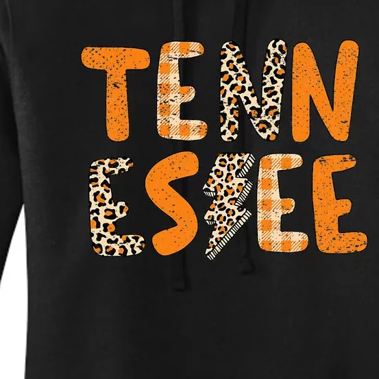 Tennessee State Flag Orange Plaid Leopard TN Women's Pullover Hoodie