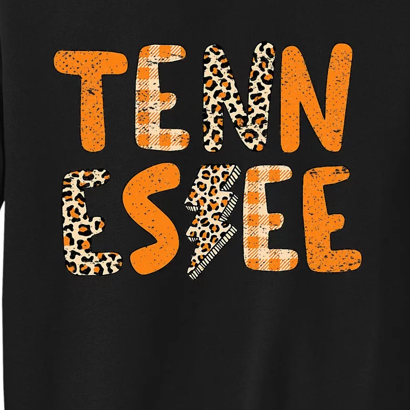 Tennessee State Flag Orange Plaid Leopard TN Tall Sweatshirt