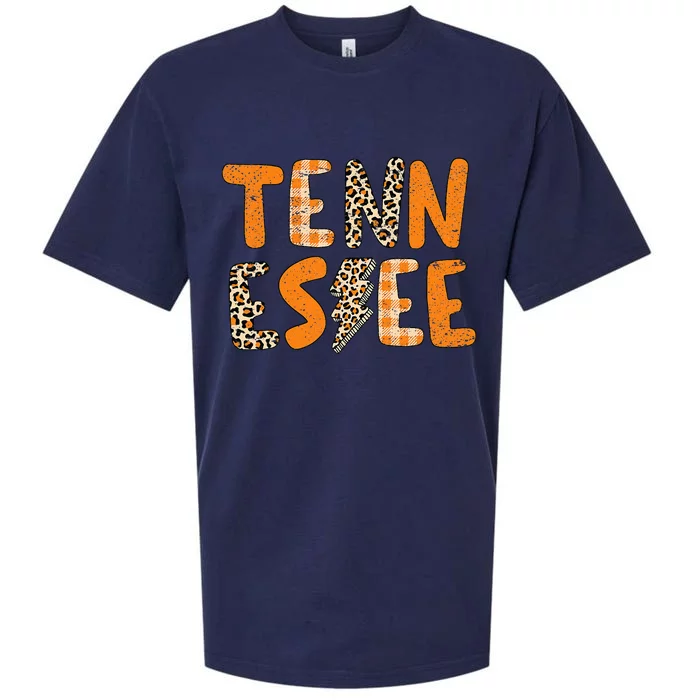 Tennessee State Flag Orange Plaid Leopard TN Sueded Cloud Jersey T-Shirt