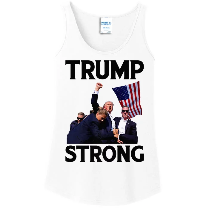 Trump Strong Fist Hand Us Vote Trump 2024 Survives Rally Ladies Essential Tank