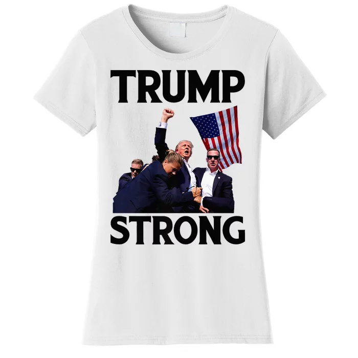 Trump Strong Fist Hand Us Vote Trump 2024 Survives Rally Women's T-Shirt