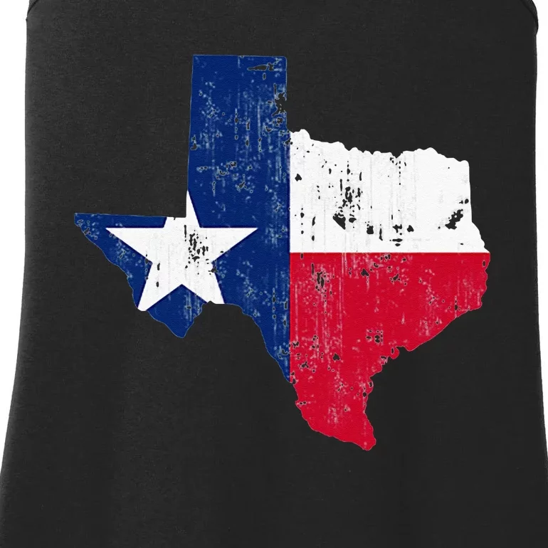 Texas State Flag Map Vintage Distressed Ladies Essential Tank