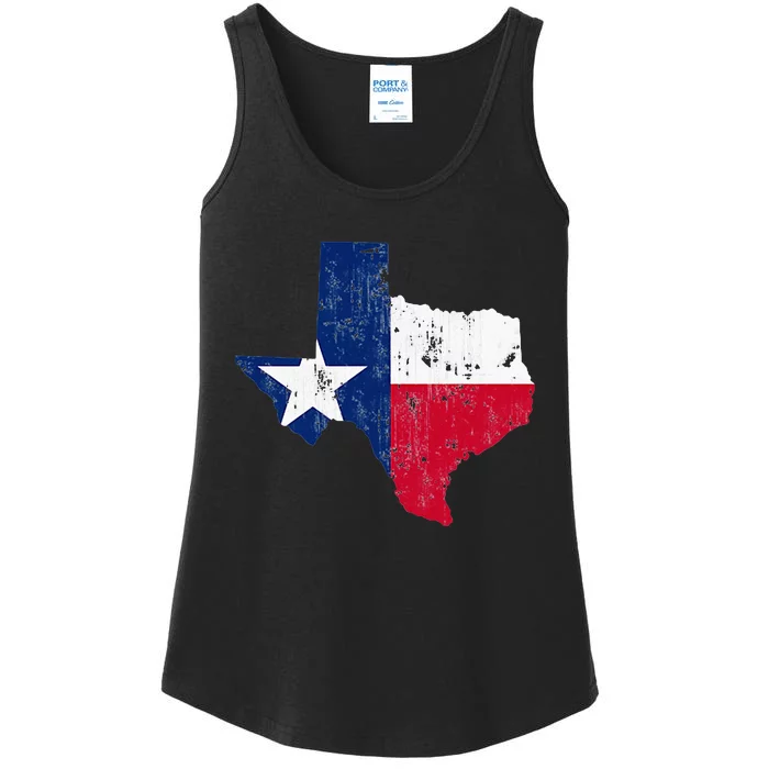 Texas State Flag Map Vintage Distressed Ladies Essential Tank