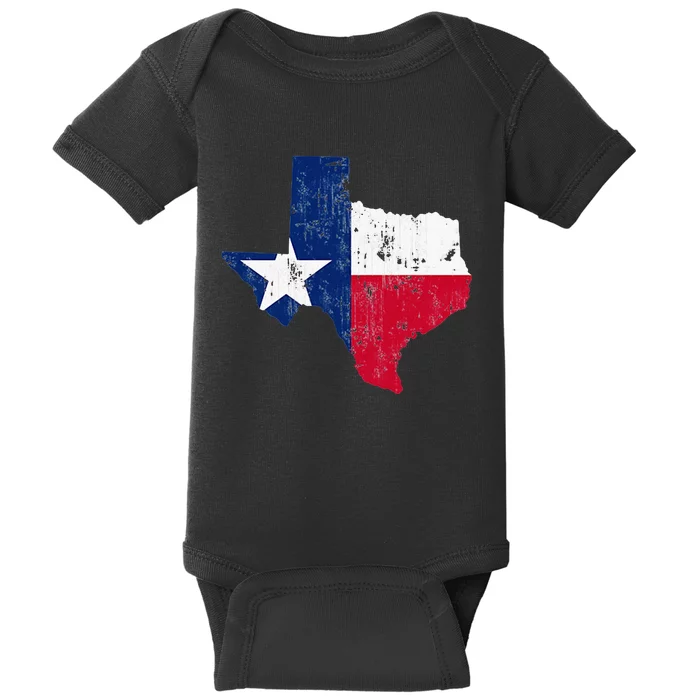 Texas State Flag Map Vintage Distressed Baby Bodysuit