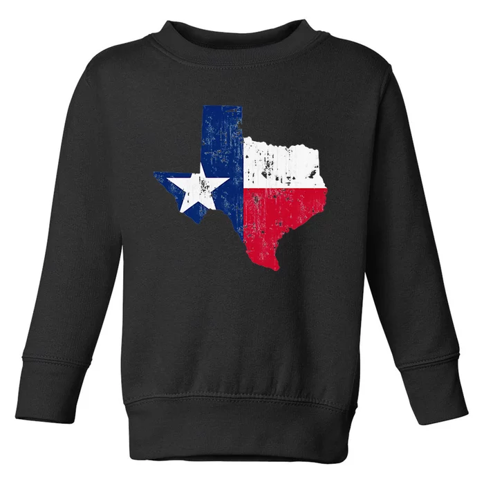 Texas State Flag Map Vintage Distressed Toddler Sweatshirt