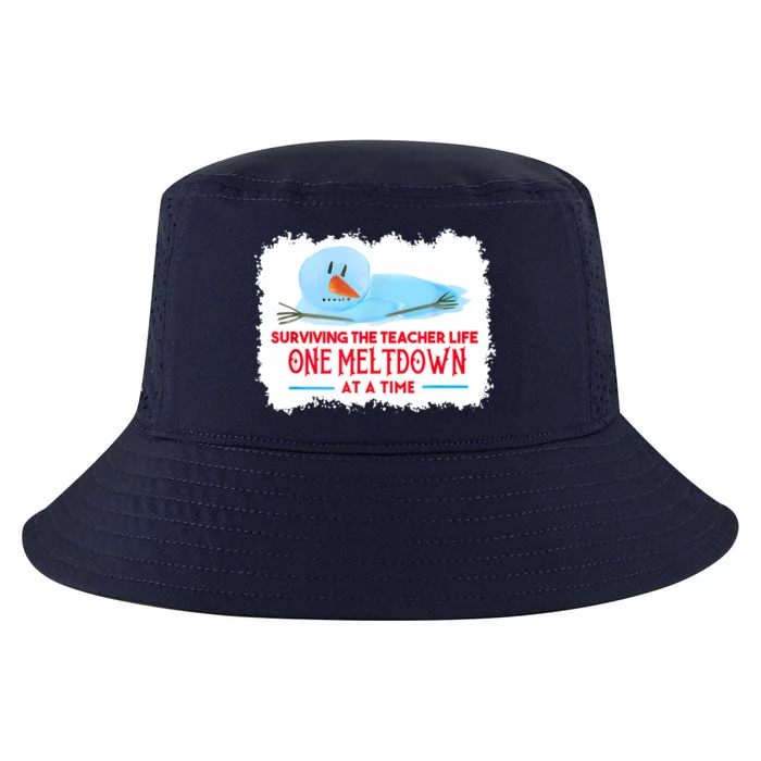 Teacher Shirt Funny Surviving The Teacher Life One Meltdown At A Time Christmas Cool Comfort Performance Bucket Hat