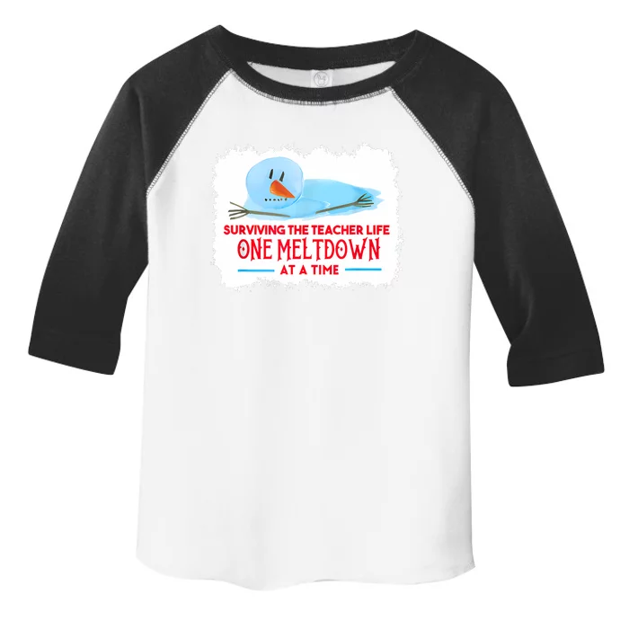 Teacher Shirt Funny Surviving The Teacher Life One Meltdown At A Time Christmas Toddler Fine Jersey T-Shirt