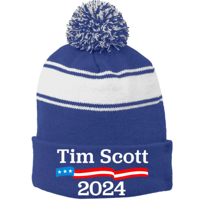 Tim Scott For President 2024 Election Stripe Pom Pom Beanie