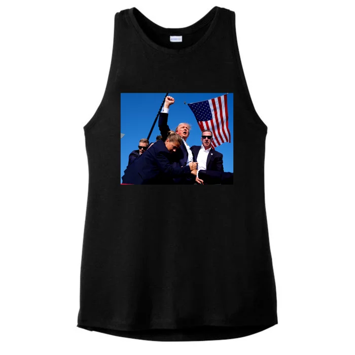 Trump Shot Fist Pump Ladies Tri-Blend Wicking Tank