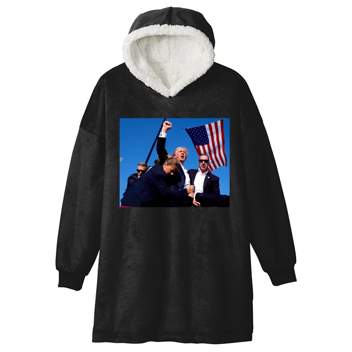 Trump Shot Fist Pump Hooded Wearable Blanket