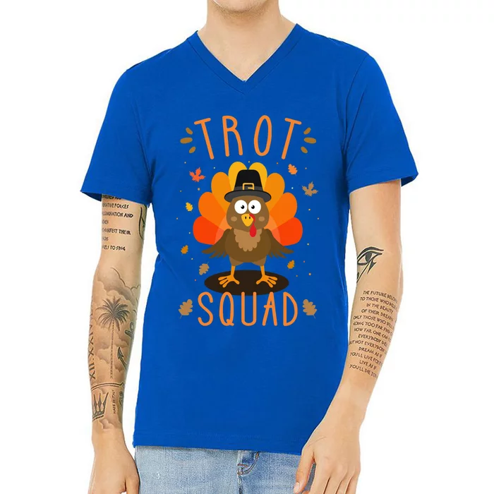 Trot Squad For Thanksgiving Turkey Run And Running Family Cute Gift V-Neck T-Shirt