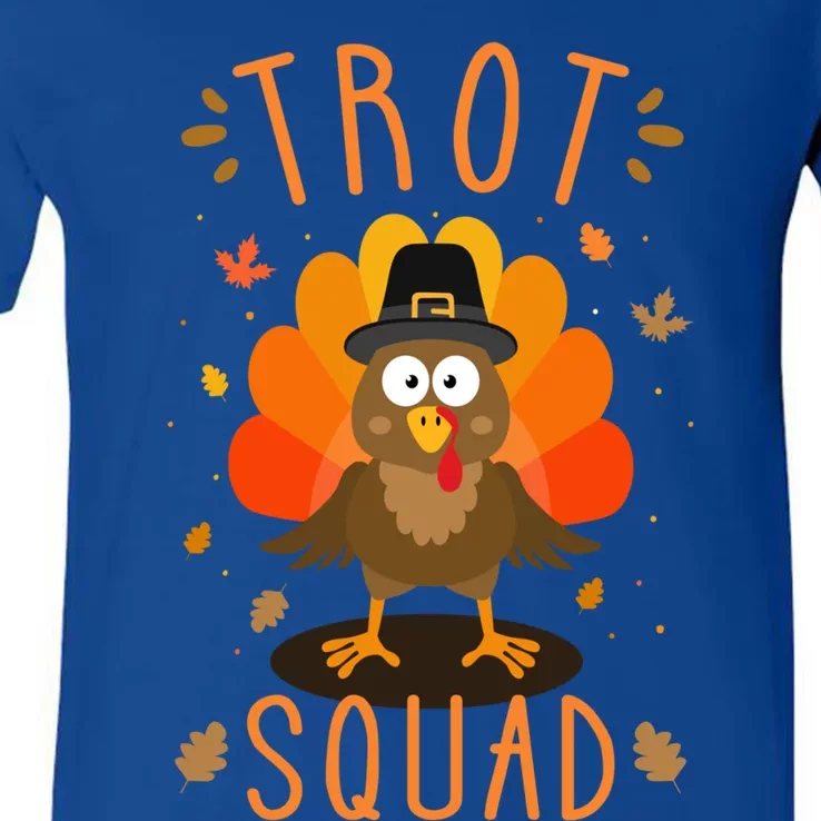 Trot Squad For Thanksgiving Turkey Run And Running Family Cute Gift V-Neck T-Shirt