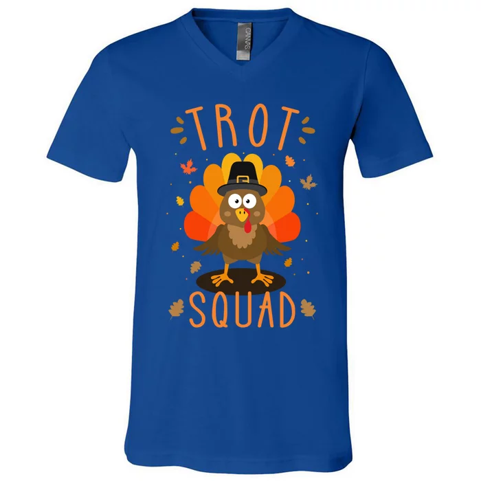 Trot Squad For Thanksgiving Turkey Run And Running Family Cute Gift V-Neck T-Shirt