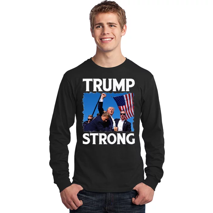 Trump Strong Fist Hand Us Vote Trump 2024 Survives Rally Long Sleeve Shirt