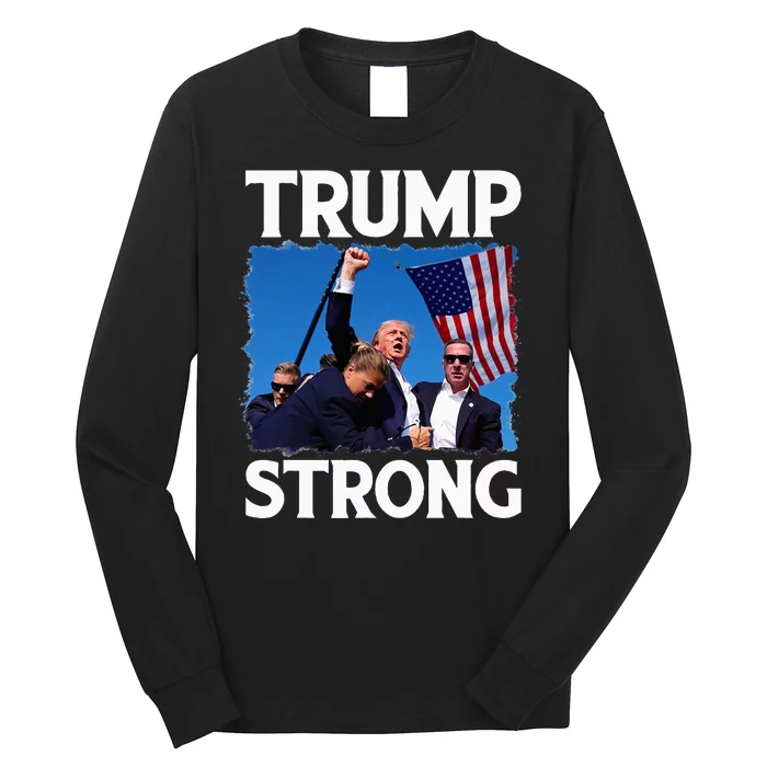 Trump Strong Fist Hand Us Vote Trump 2024 Survives Rally Long Sleeve Shirt