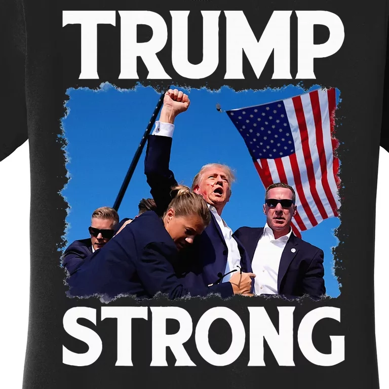 Trump Strong Fist Hand Us Vote Trump 2024 Survives Rally Women's T-Shirt