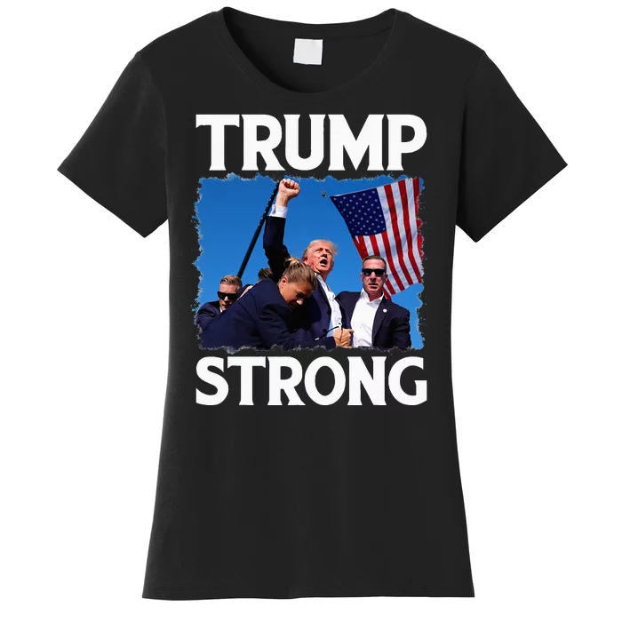 Trump Strong Fist Hand Us Vote Trump 2024 Survives Rally Women's T-Shirt