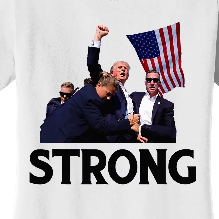 Trump Strong Fist Hand Us Vote Trump 2024 Survives Rally Women's T-Shirt