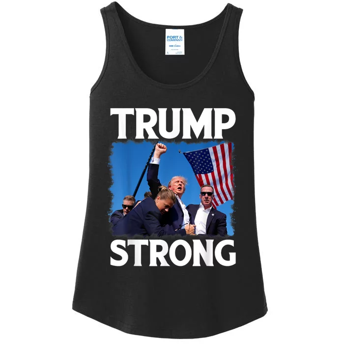 Trump Strong Fist Hand Us Vote Trump 2024 Survives Rally Ladies Essential Tank