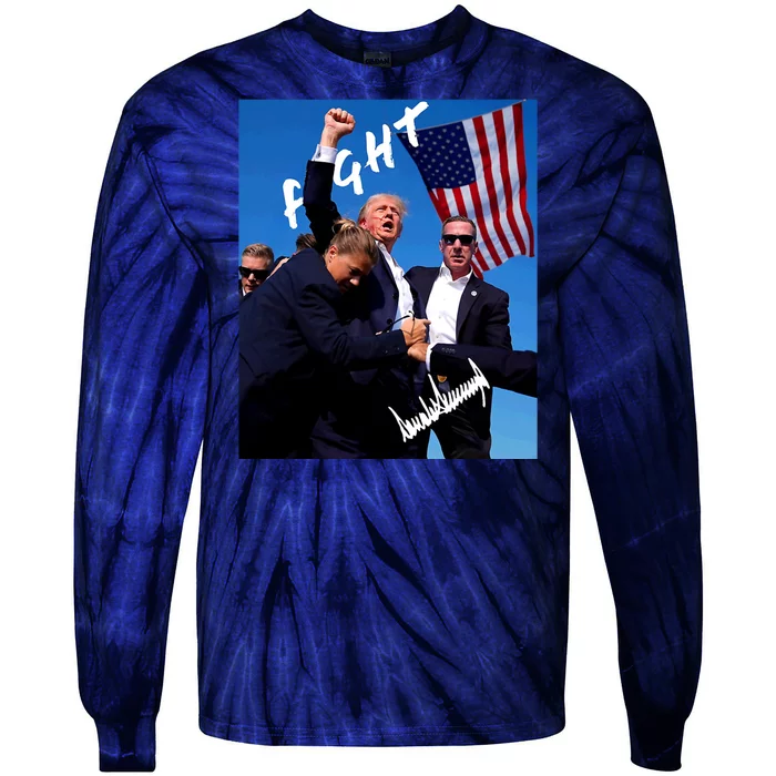 Trump Signature Fight Usa Tie-Dye Long Sleeve Shirt