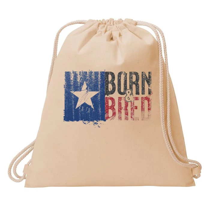 Texas State Flag Pride Born & Bred Native Home Drawstring Bag