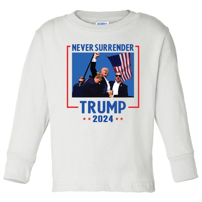 Trump Speech Fist In The Air Pennsylvania Trump 2024 Toddler Long Sleeve Shirt