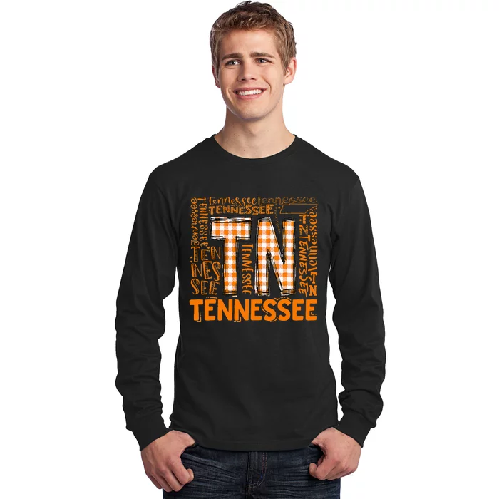 Tennessee State Flag Orange Plaid Tn Long Sleeve Shirt