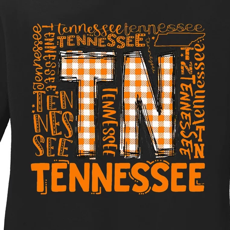 Tennessee State Flag Orange Plaid Tn Ladies Long Sleeve Shirt