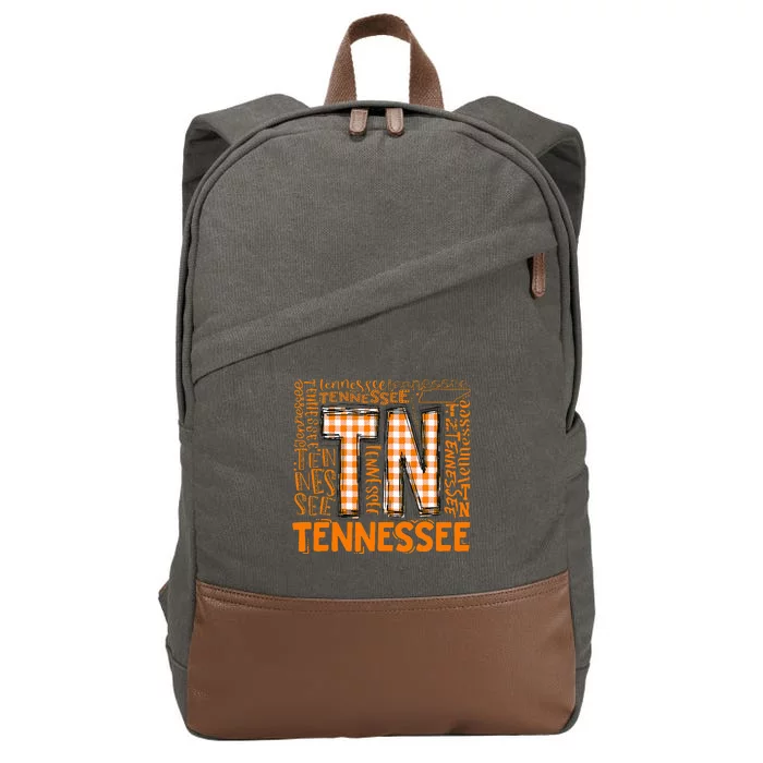 Tennessee State Flag Orange Plaid Tn Cotton Canvas Backpack