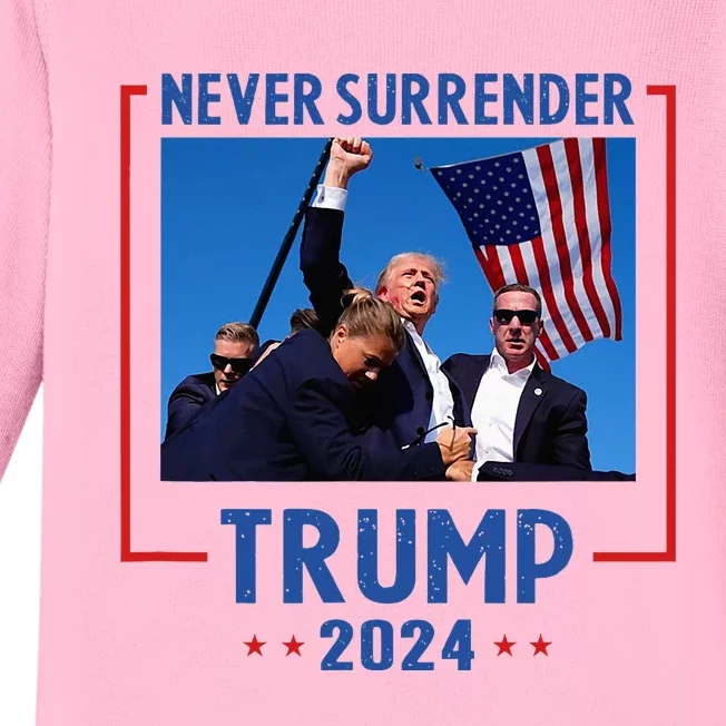 Trump Speech Fist In The Air Pennsylvania Trump 2024 Baby Long Sleeve Bodysuit