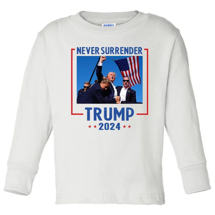 Trump Speech Fist In The Air Pennsylvania Trump 2024 Toddler Long Sleeve Shirt