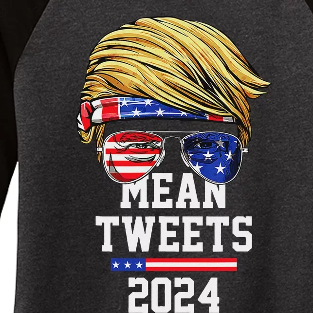 Trump Sunglasses Funny Trump 2024 Mean Tweets 4th Of July Women's Tri-Blend 3/4-Sleeve Raglan Shirt